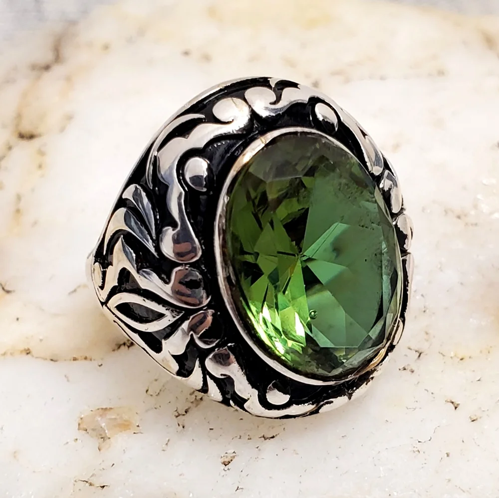 Unique Men's Jewelry Solid Sterling Silver 925 Alexandrite Stone Boho Ring